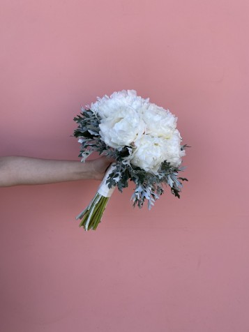 Beyaz Şakayık Gelin Buketi & Damat Yaka Çiçeği