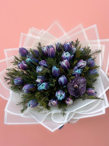 30’lu Vip Blue Sky Mavi Lale Buketi