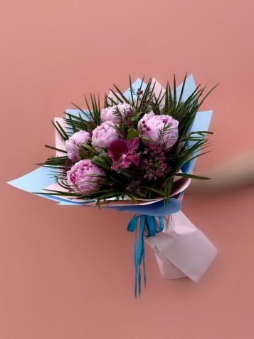 5’li Pembe Şakayık & Vanda Orkide