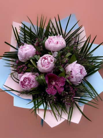 5’li Pembe Şakayık & Vanda Orkide