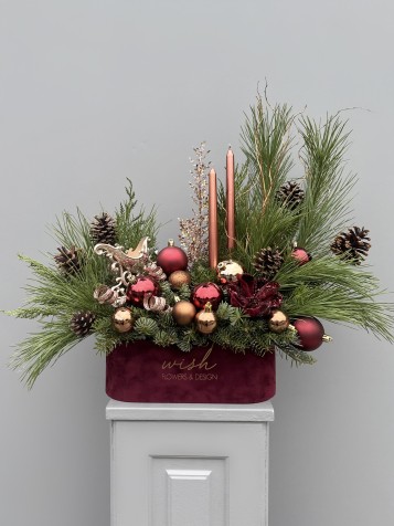 Bronze Glow Mumlu Yılbaşı Aranjmanı