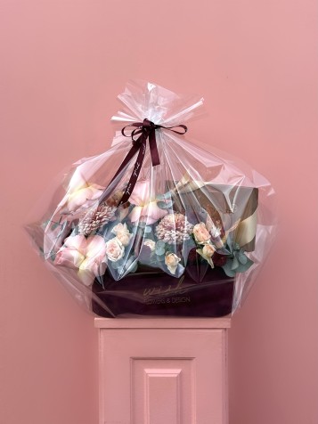 Bordo Kadife Kutuda Harem Çikolatalı Çiçek Bahçesi