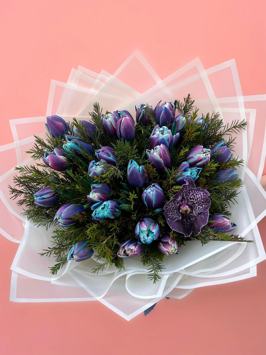 30’lu Vip Blue Sky Mavi Lale Buketi