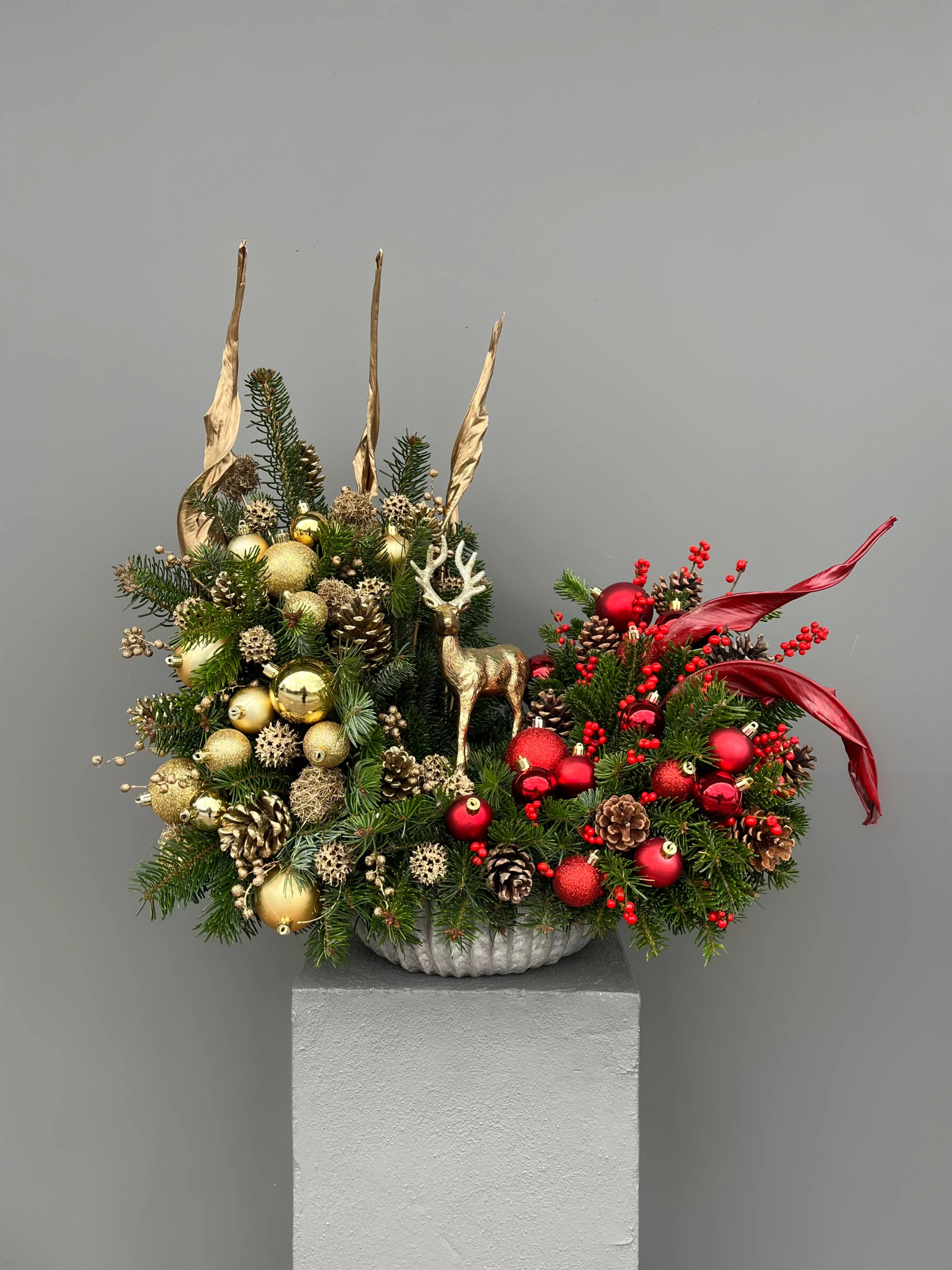 Gold & Red Özel Tasarım Büyük Yılbaşı Aranjmanı