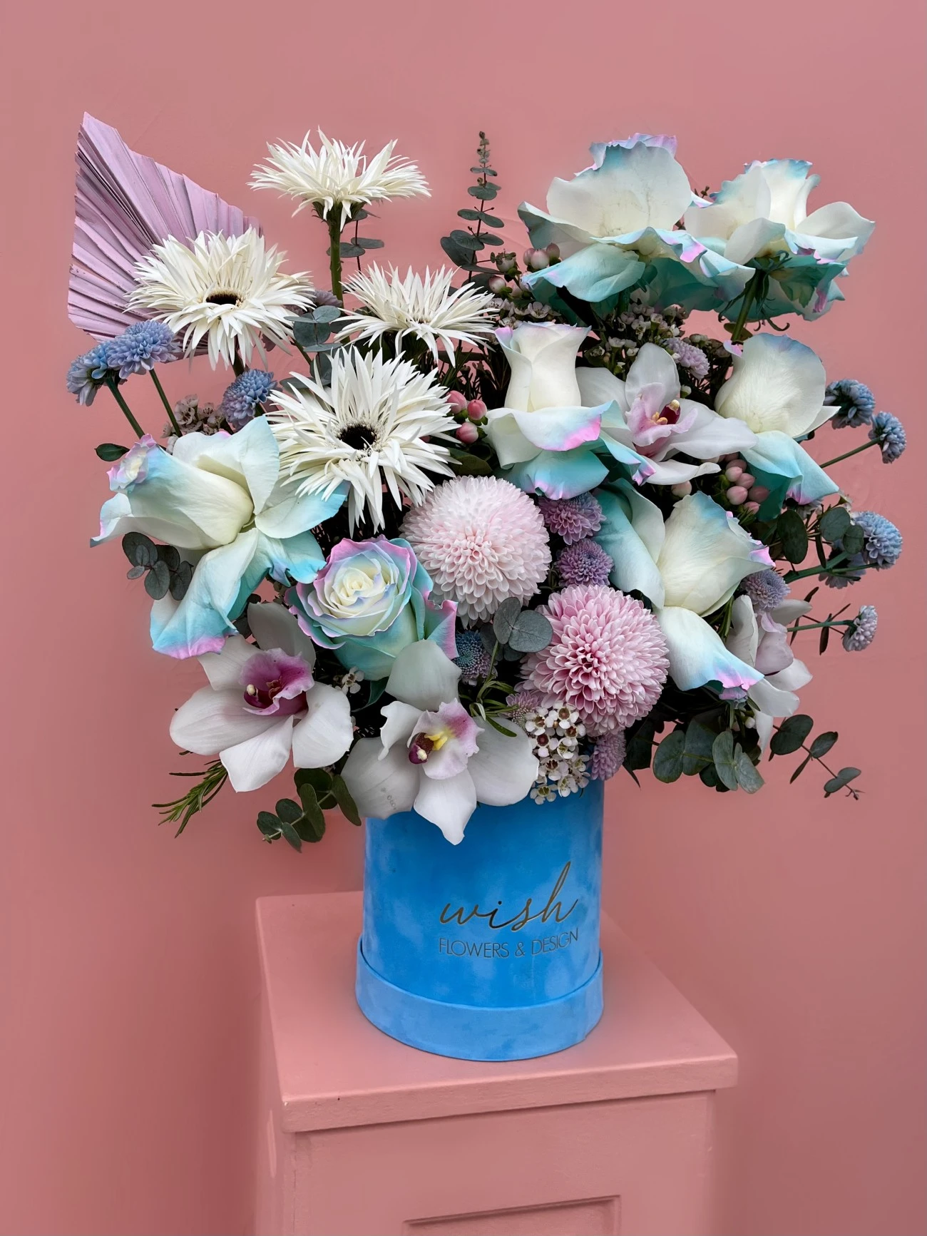 Mavi Kadife Kutuda Blue Bubble Aranjman