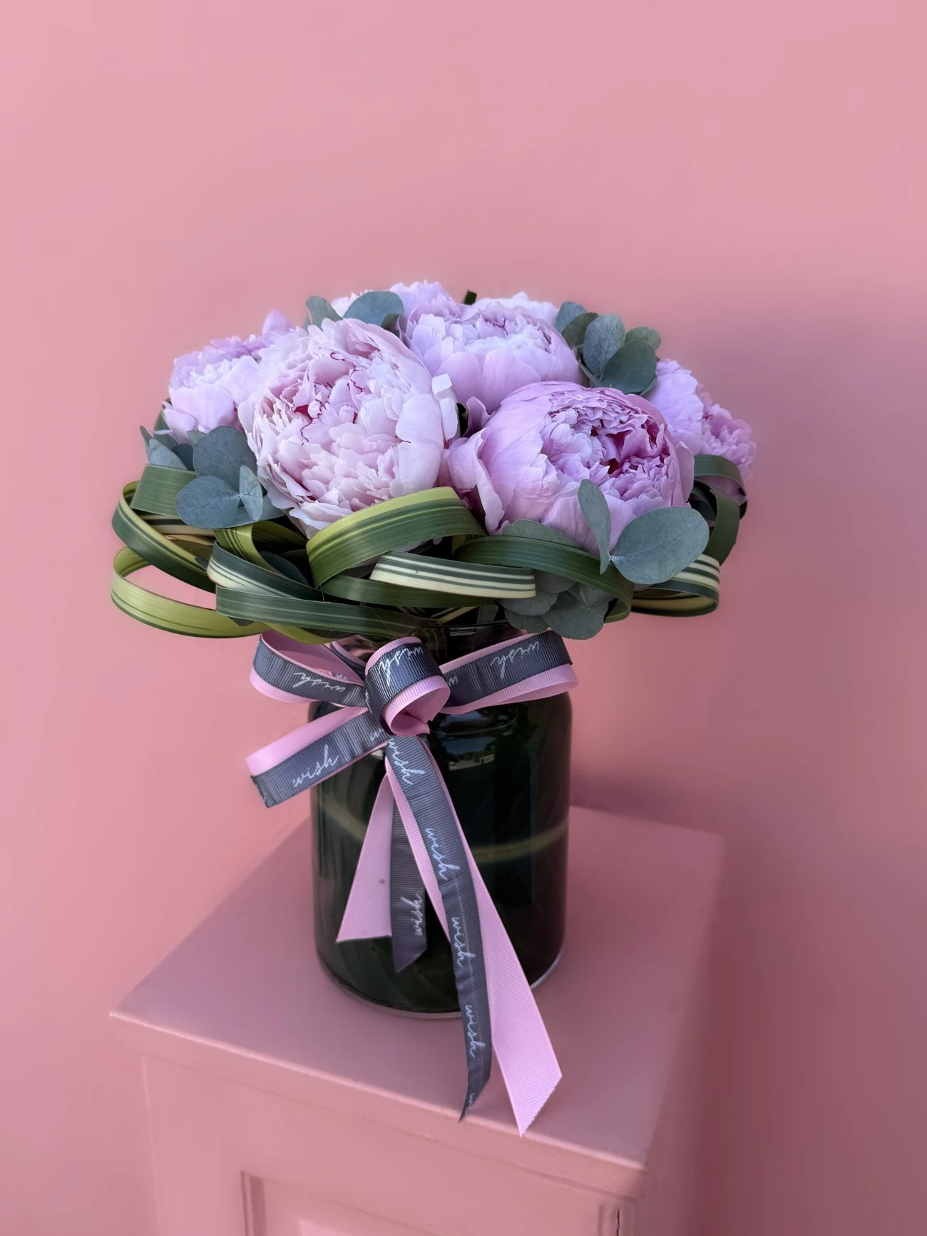 Cam Vazoda 10 Adet Pembe Şakayık