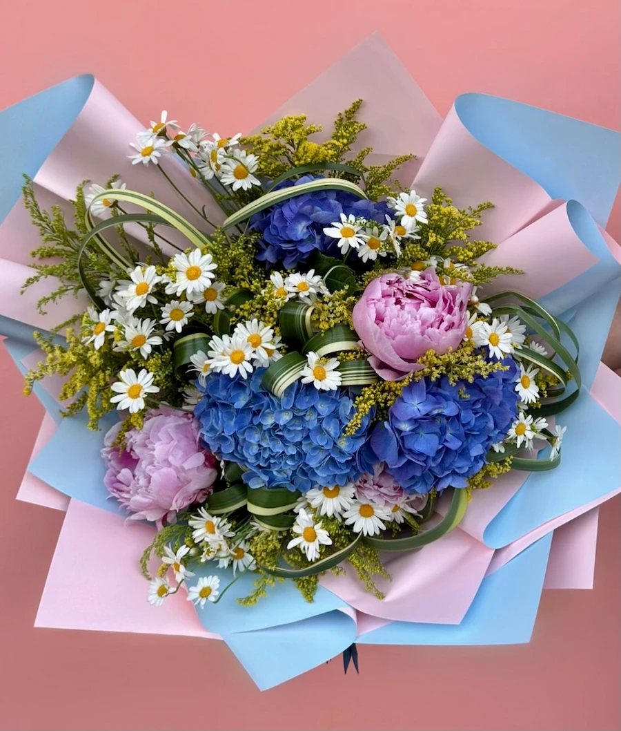 Ortanca & Şakayık & Papatya Buketi